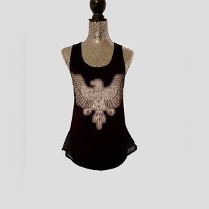 Double Zero Black Tank with Eagle and Mesh Sides.